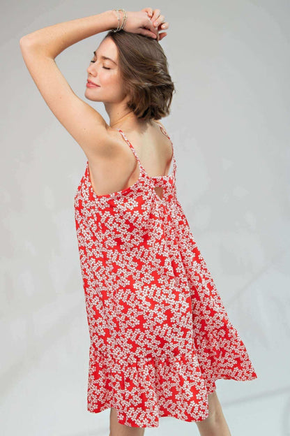 Floral Printed Wool Peach Cami Dress - The Diva Goddess