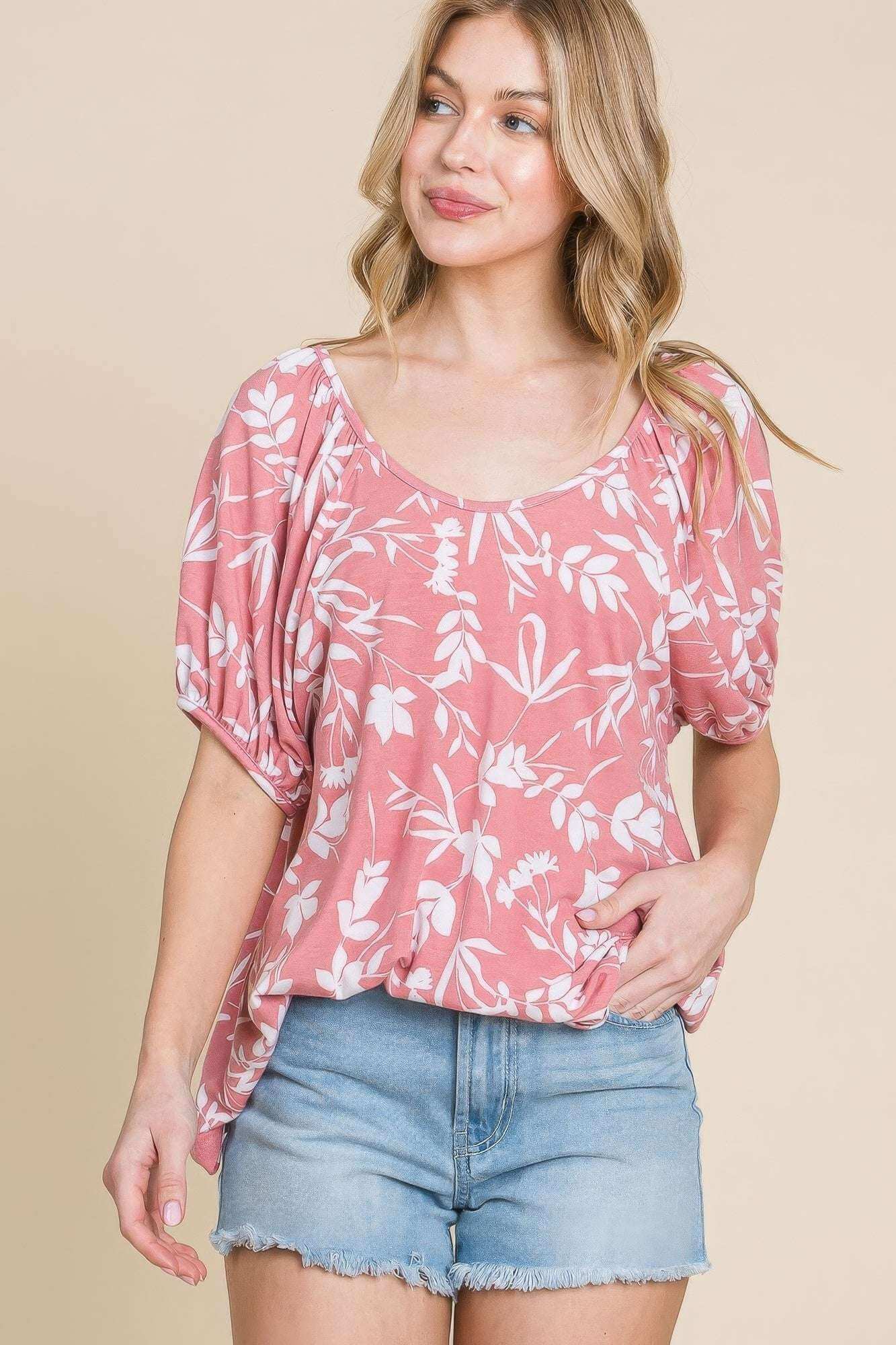 Floral T/r Span Babydoll Top - The Diva Goddess