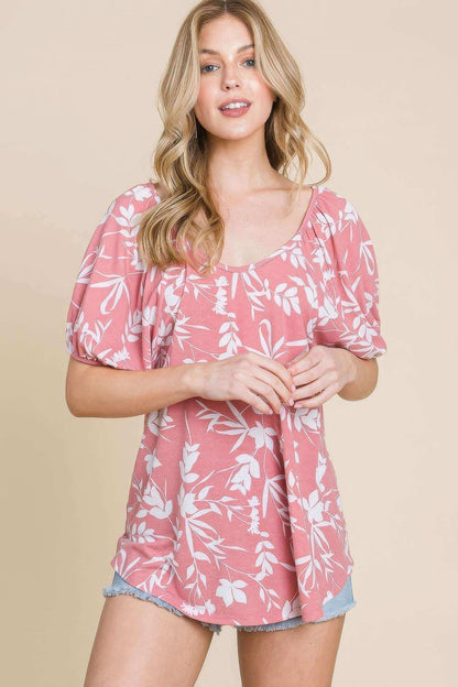 Floral T/r Span Babydoll Top - The Diva Goddess