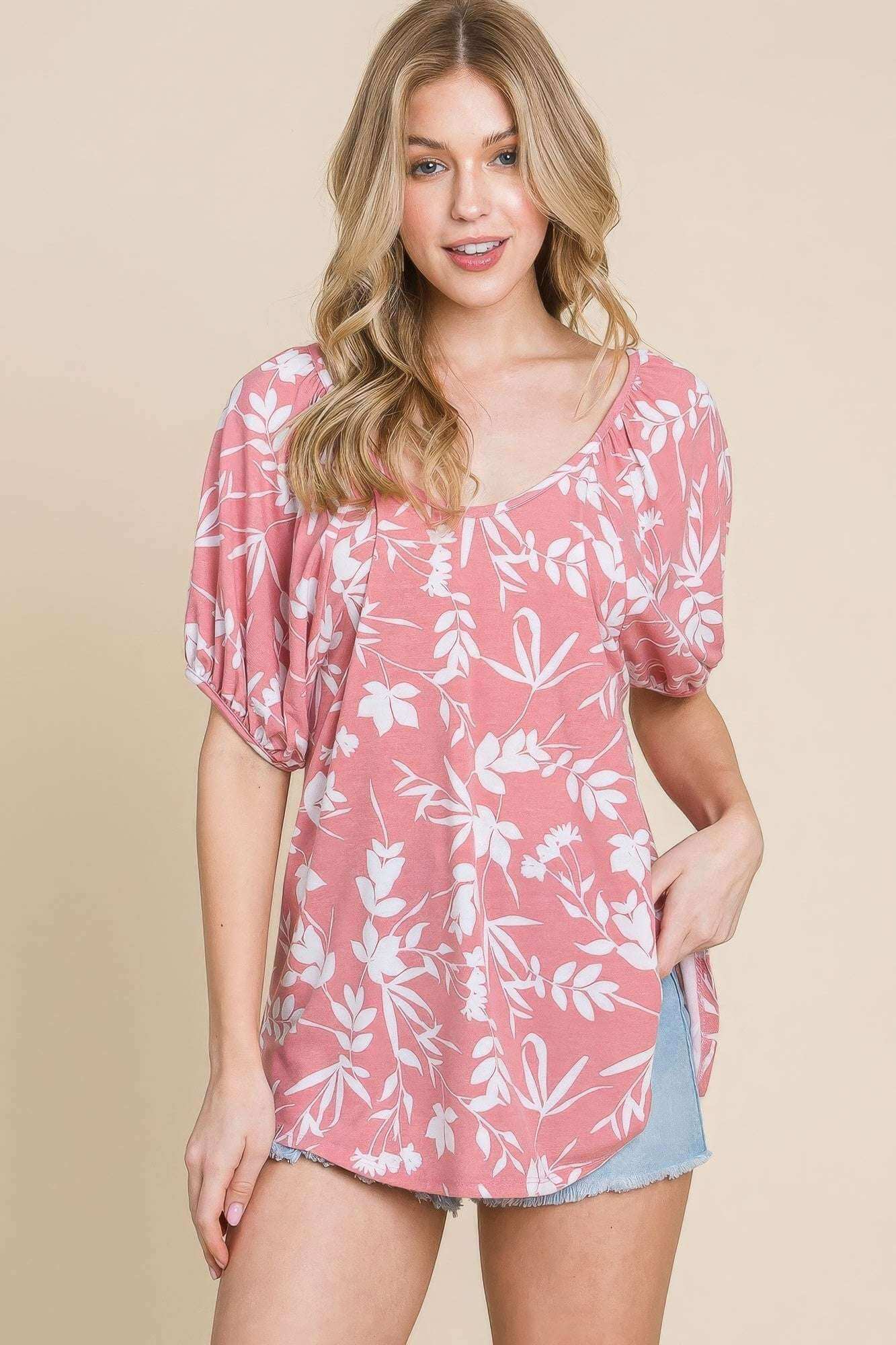 Floral T/r Span Babydoll Top - The Diva Goddess