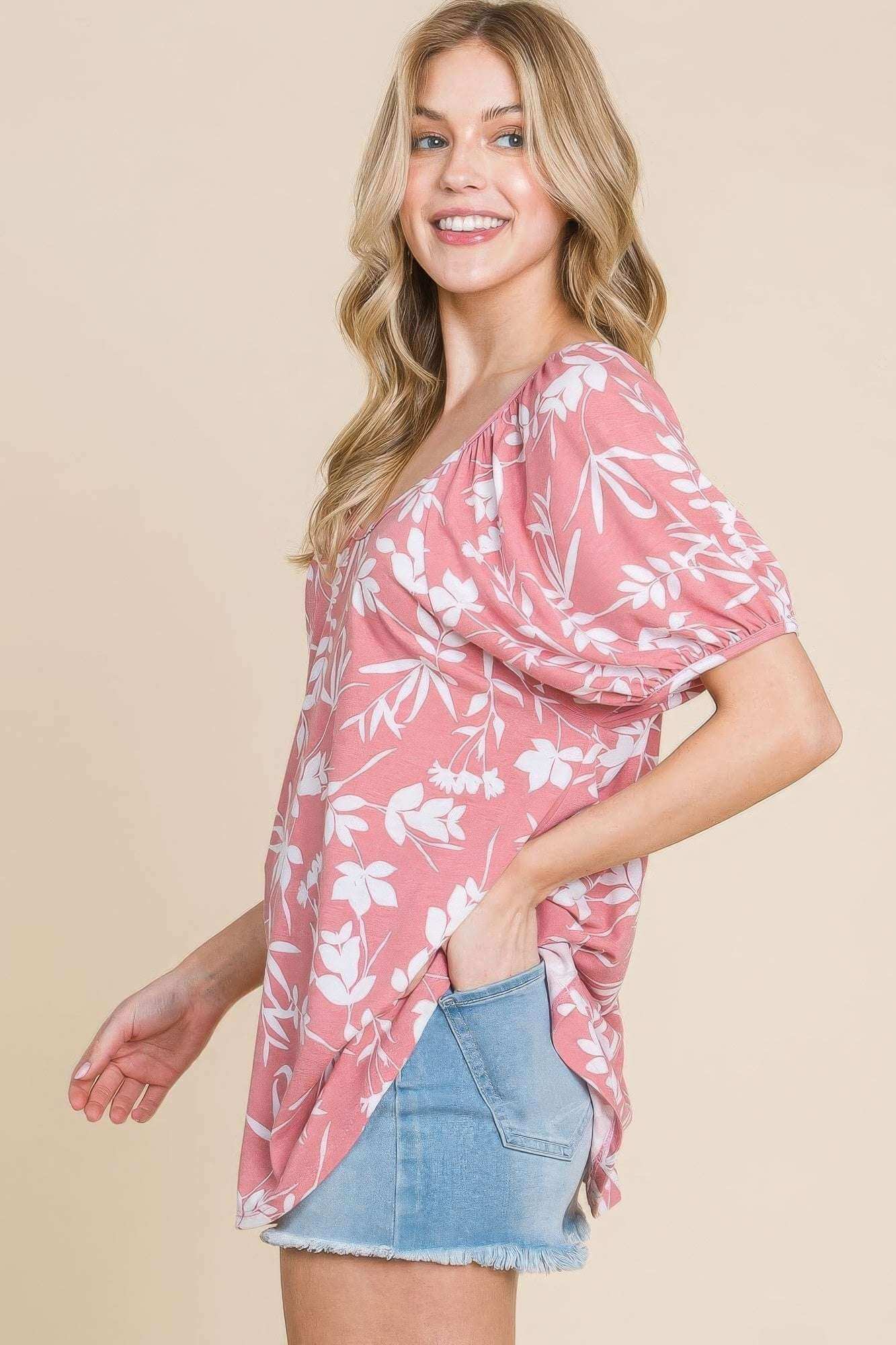 Floral T/r Span Babydoll Top - The Diva Goddess