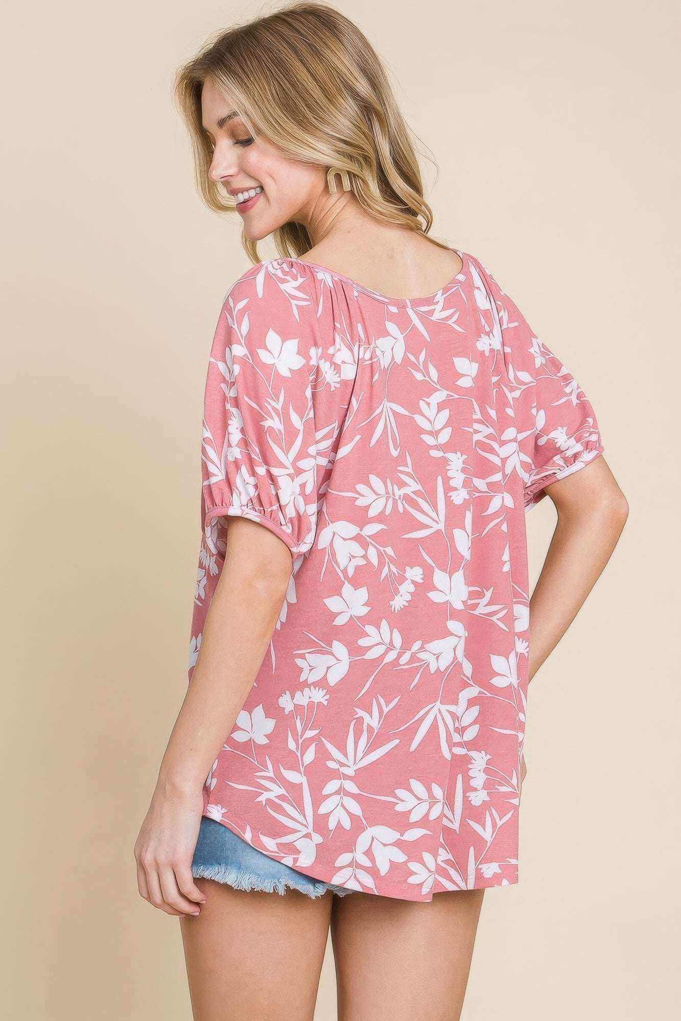 Floral T/r Span Babydoll Top - The Diva Goddess