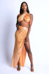 Foil Surplice Halter Top And Opened Maxi Skirt - The Diva Goddess