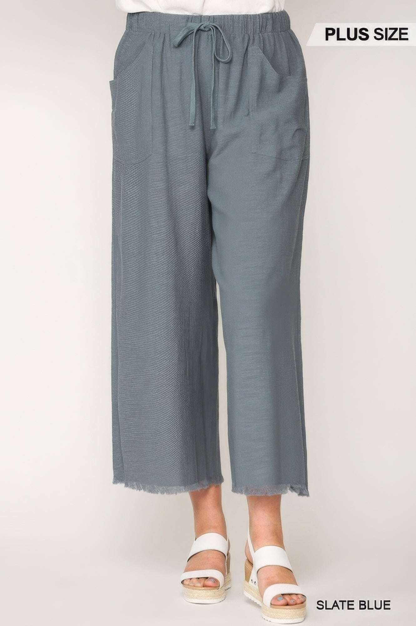 Frayed Wide Leg Pants With Pockets - The Diva Goddess