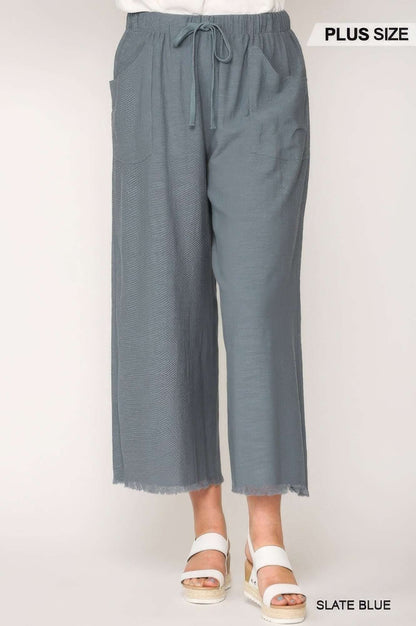 Frayed Wide Leg Pants With Pockets - The Diva Goddess