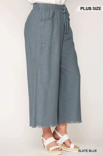 Frayed Wide Leg Pants With Pockets - The Diva Goddess