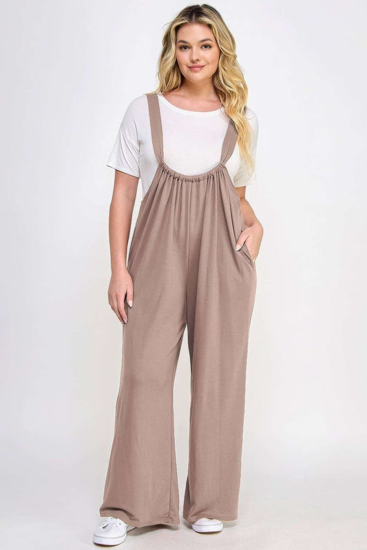 French Terry Wide Leg Jumpsuit Overalls - The Diva Goddess