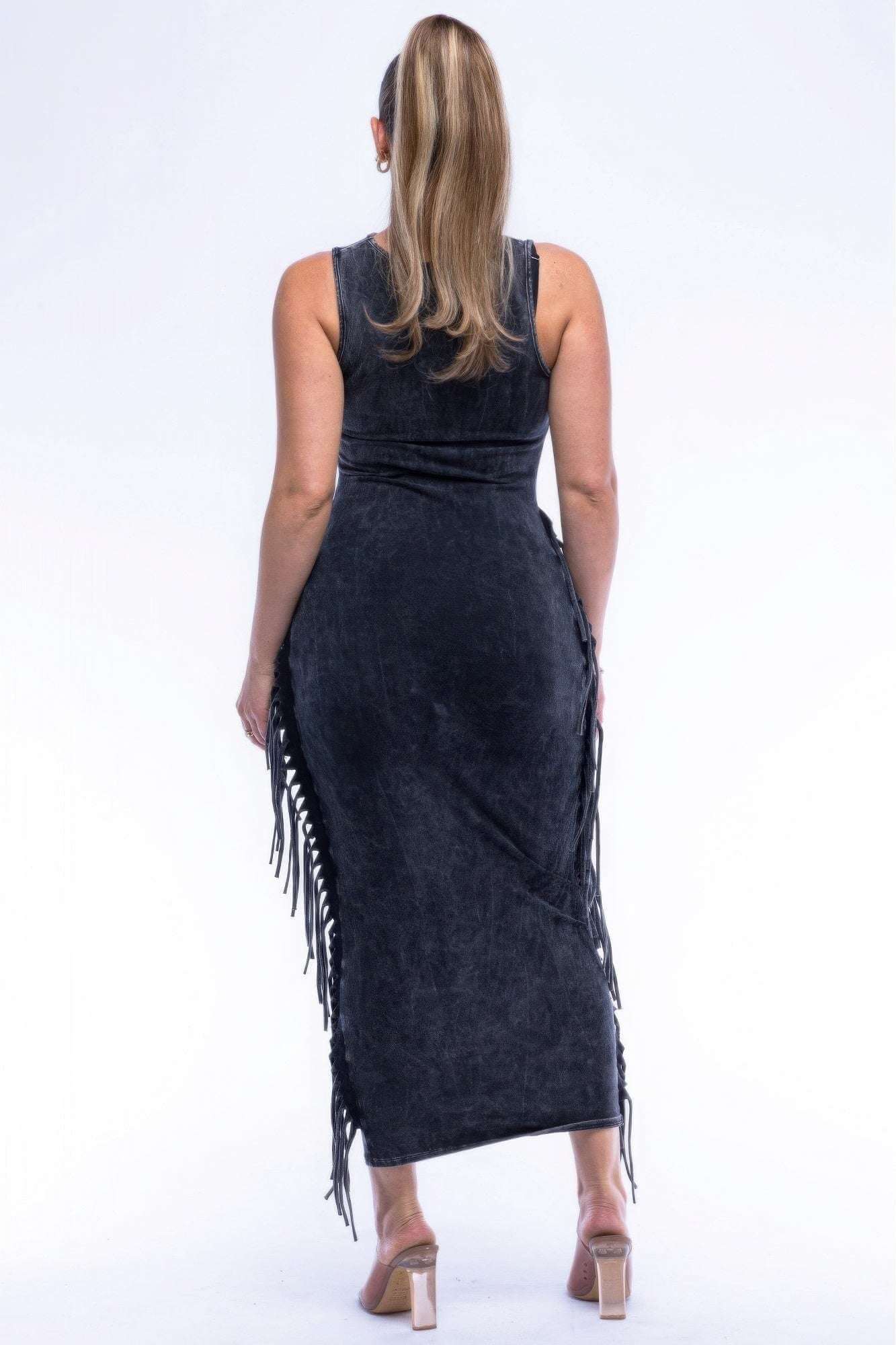 Fringe Cut Out Maxi Dress - The Diva Goddess