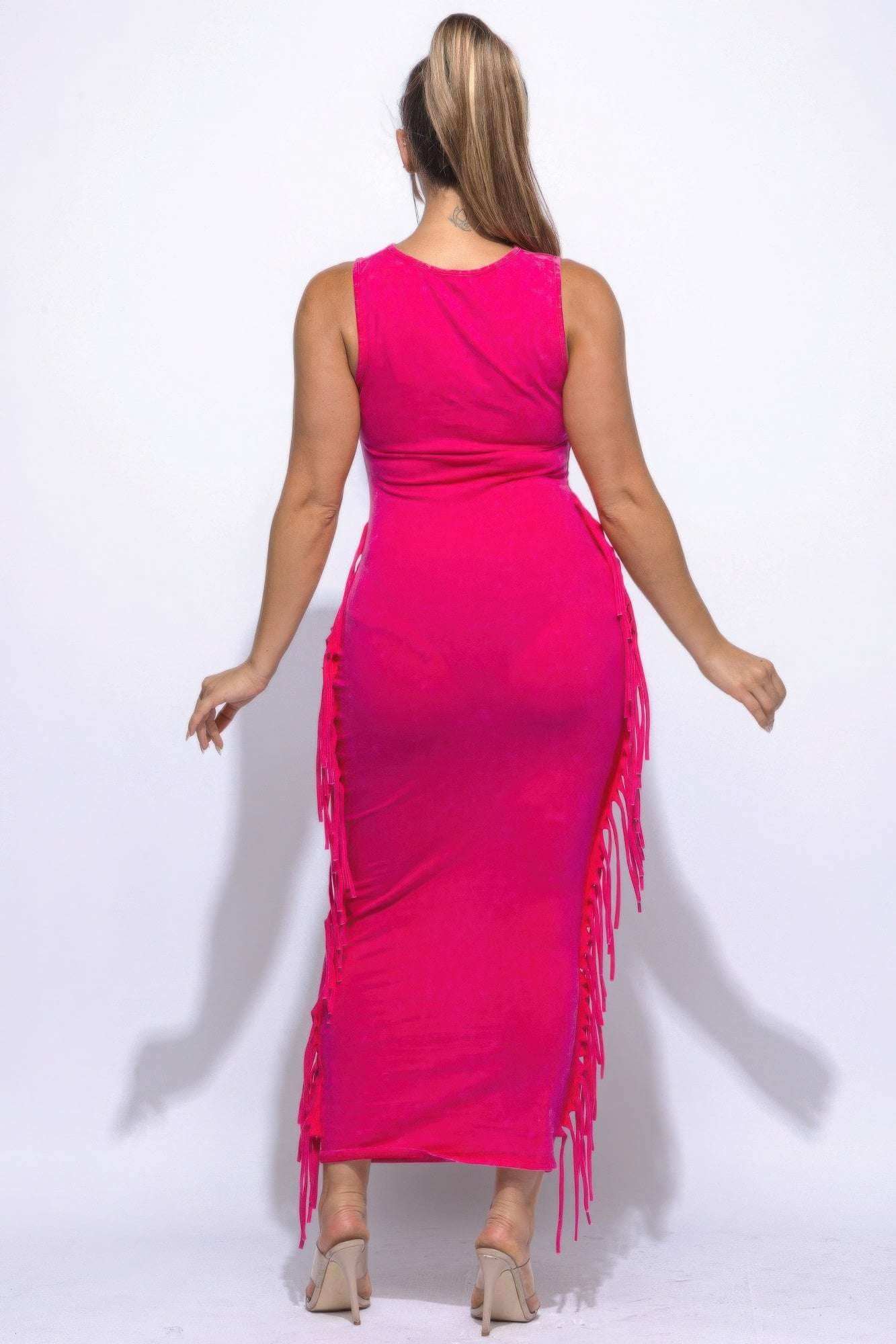 Fringe Cut Out Maxi Dress - The Diva Goddess