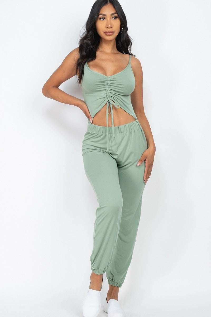 Front Ruched With Adjustable String Cami Casual/summer Jumpsuit - The Diva Goddess