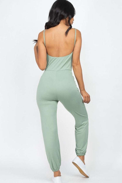 Front Ruched With Adjustable String Cami Casual/summer Jumpsuit - The Diva Goddess