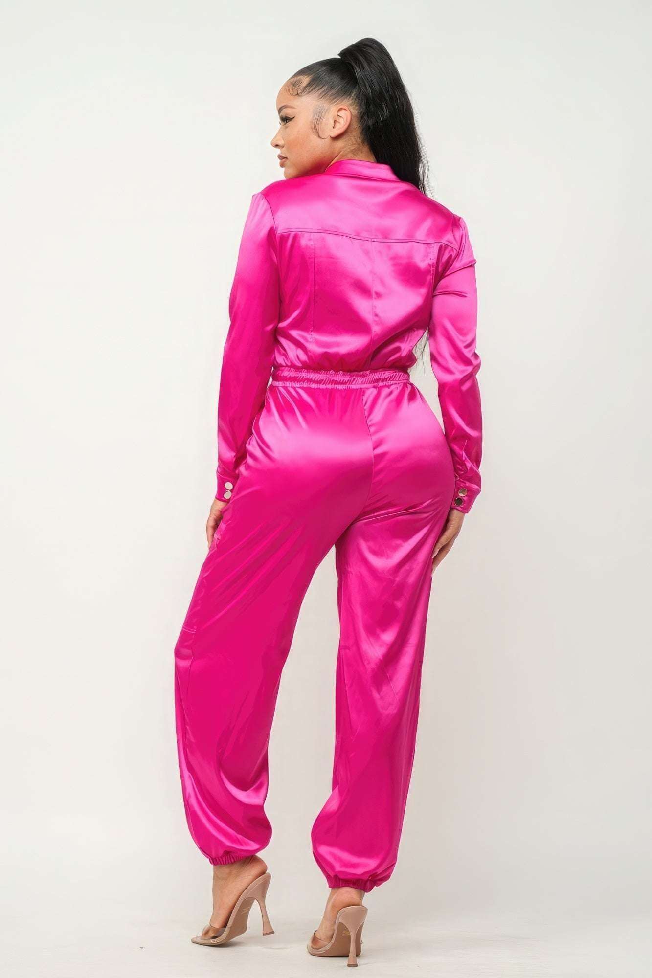 Front Zipper Pockets Top And Pants Jumpsuit - The Diva Goddess