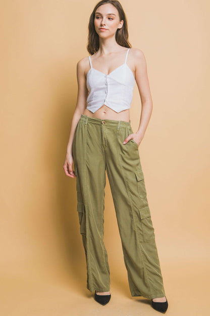 Full-length Tencel Pants With Cargo Pockets - The Diva Goddess