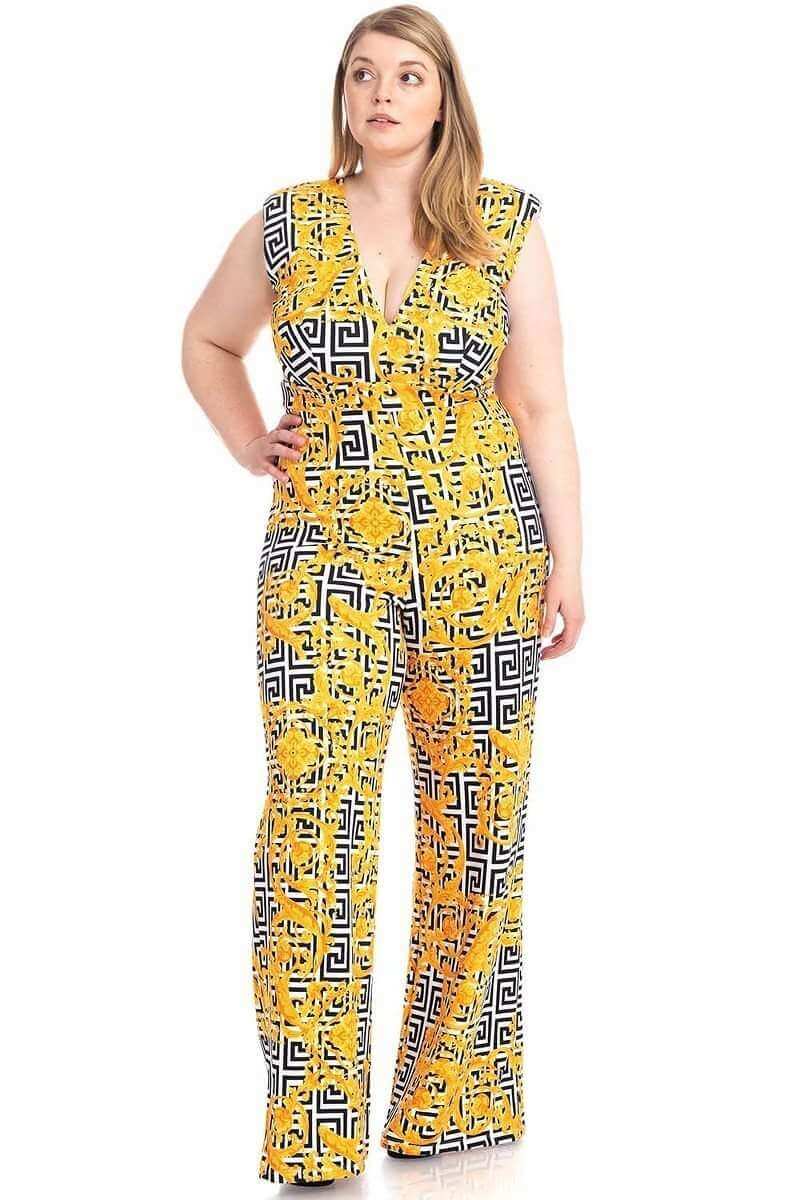 Greek Key Print Formal Jumpsuit - The Diva Goddess