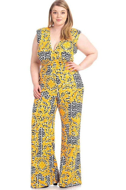 Greek Key Print Formal Jumpsuit - The Diva Goddess