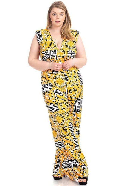 Greek Key Print Formal Jumpsuit - The Diva Goddess