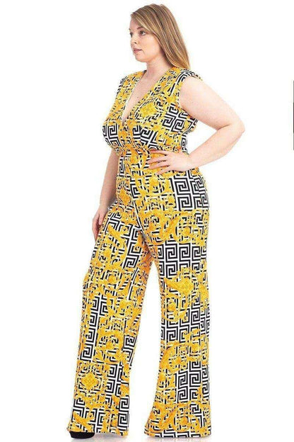 Greek Key Print Formal Jumpsuit - The Diva Goddess