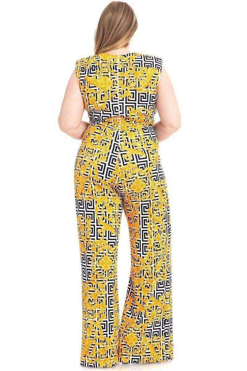 Greek Key Print Formal Jumpsuit - The Diva Goddess