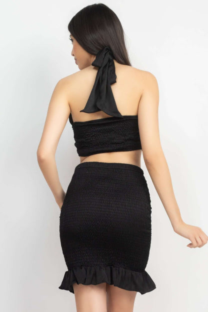 Halter Neck Crop Top & Skirts Set - The Diva Goddess