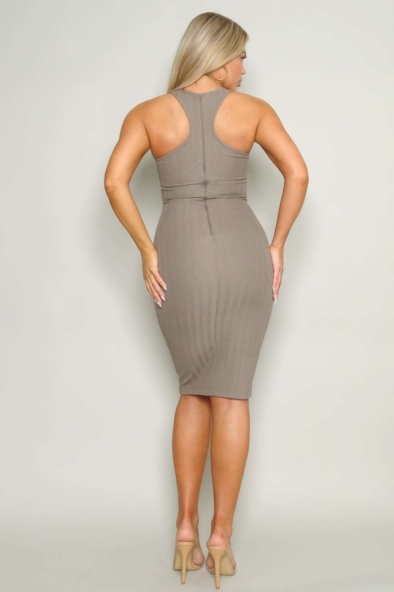 High Cut Racerback Knit Midi Dress - The Diva Goddess