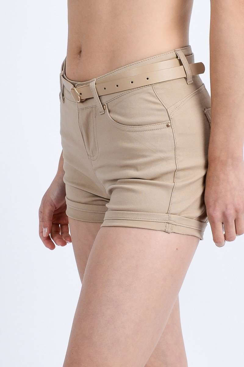 High Rise 5 Pockets Roll Up Hem Shorts - The Diva Goddess