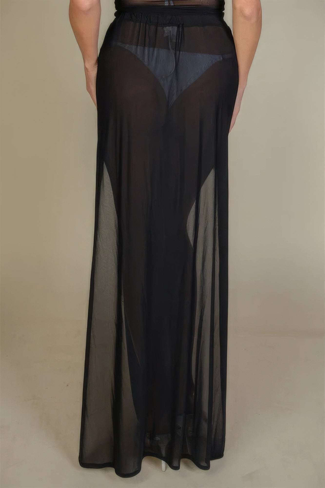 High Split Mesh Sheer Maxi Skirt - The Diva Goddess