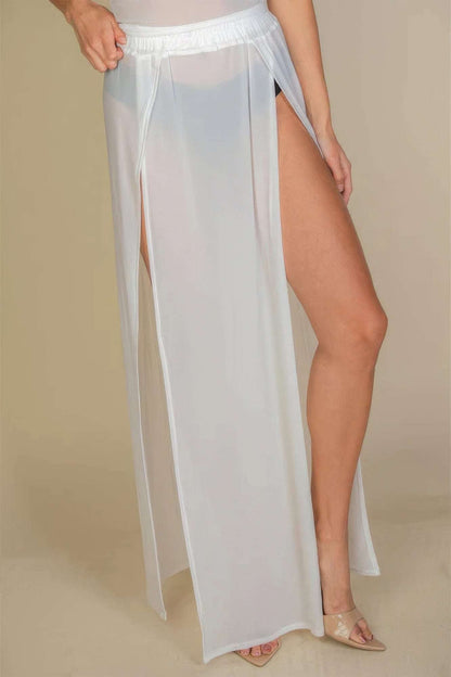 High Split Mesh Sheer Maxi Skirt - The Diva Goddess