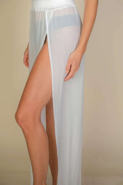 High Split Mesh Sheer Maxi Skirt - The Diva Goddess