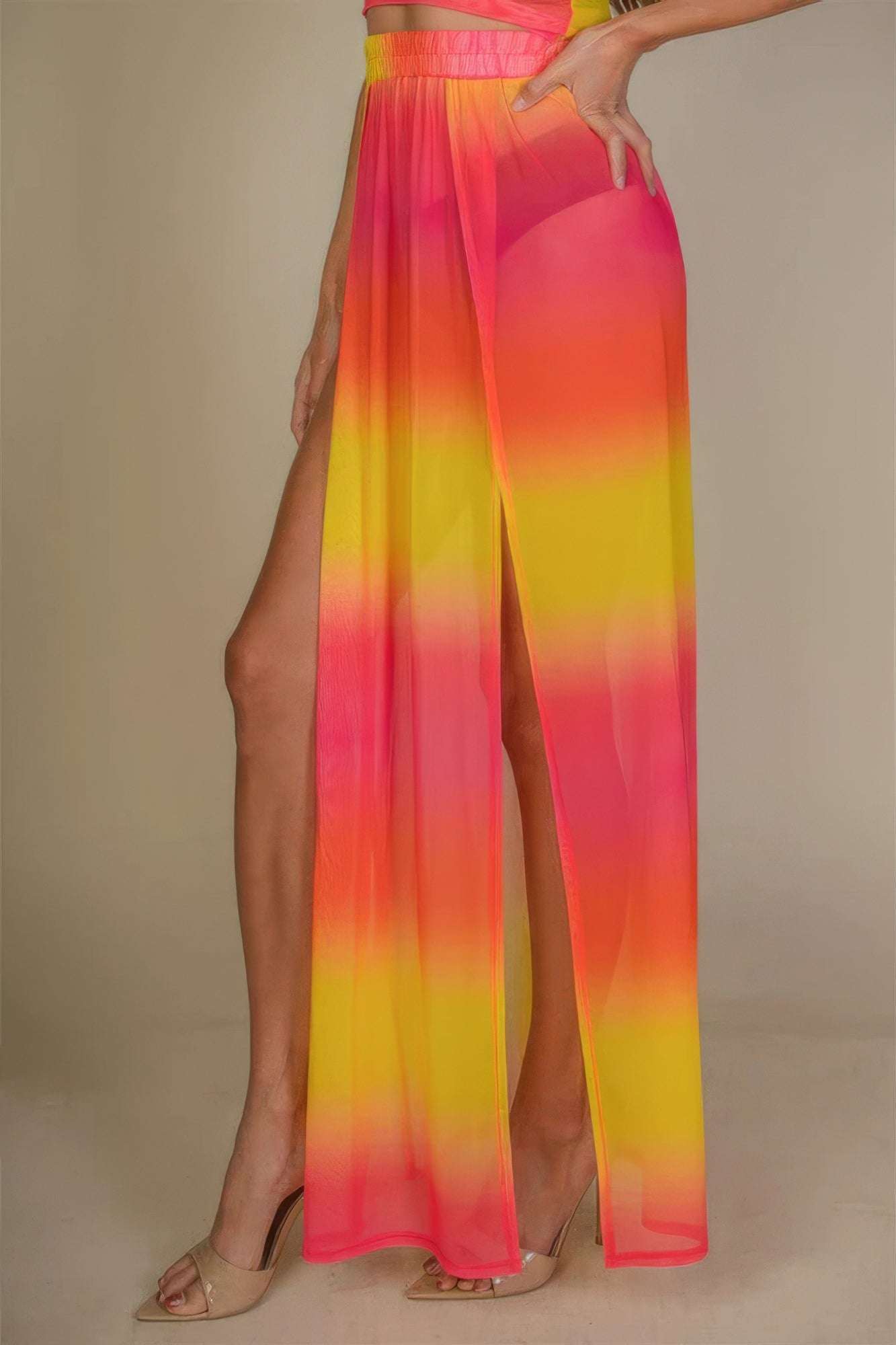 High Split Mesh Sheer Maxi Skirt - The Diva Goddess