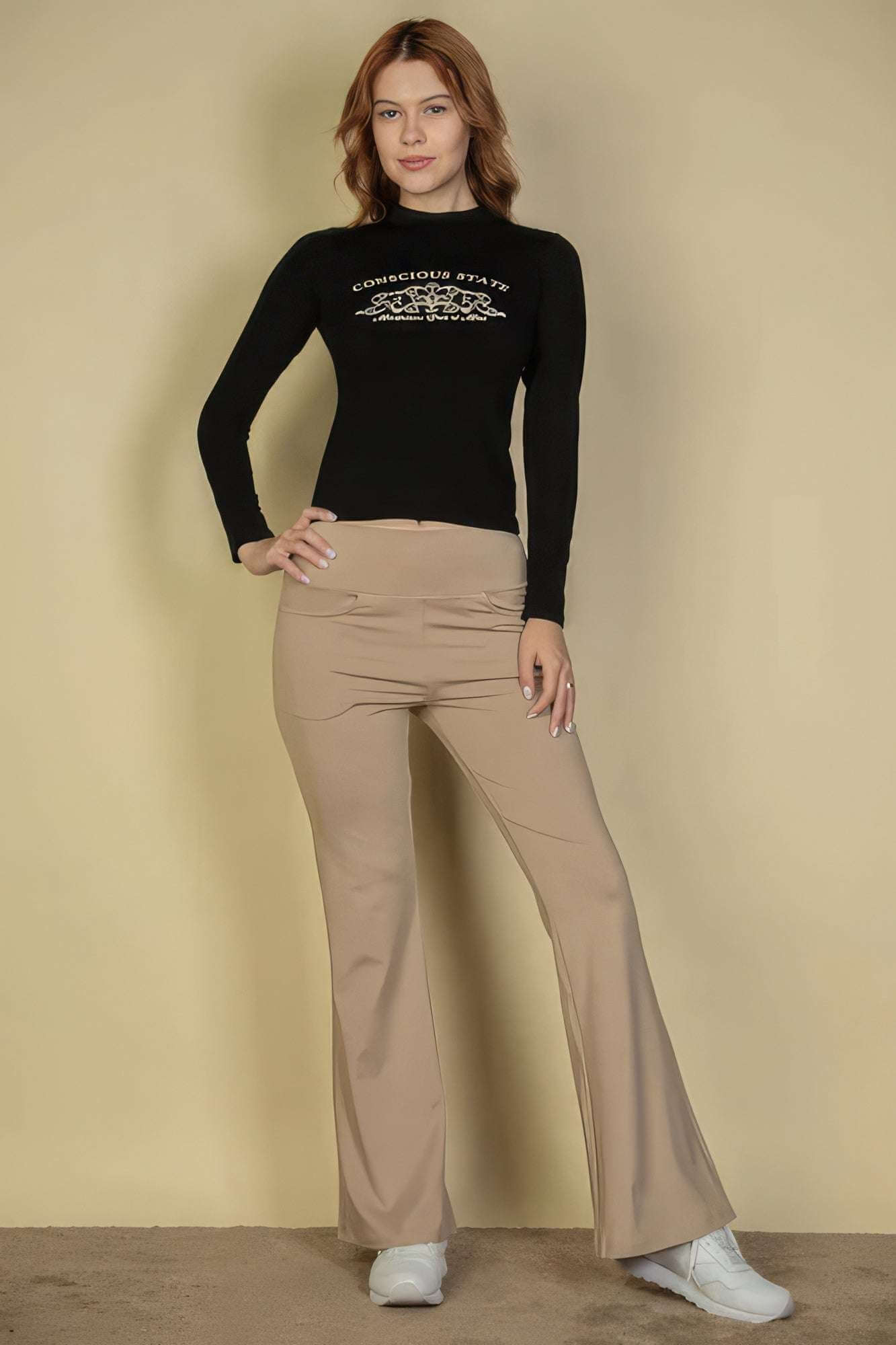 High Waisted Front Pocket Flare Pants - The Diva Goddess