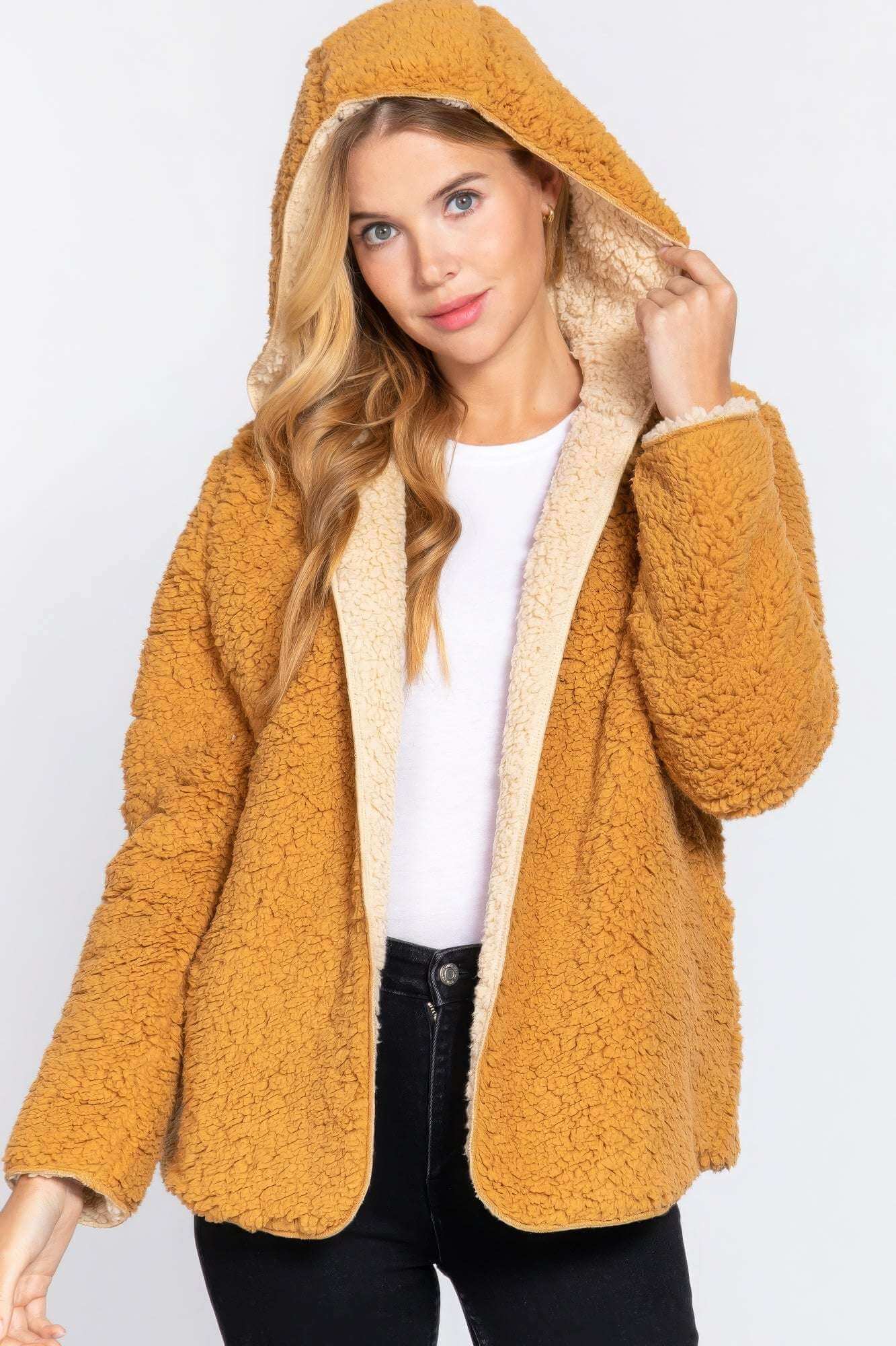 Hoodie Faux Fur Reversible Jacket - The Diva Goddess