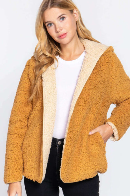 Hoodie Faux Fur Reversible Jacket - The Diva Goddess