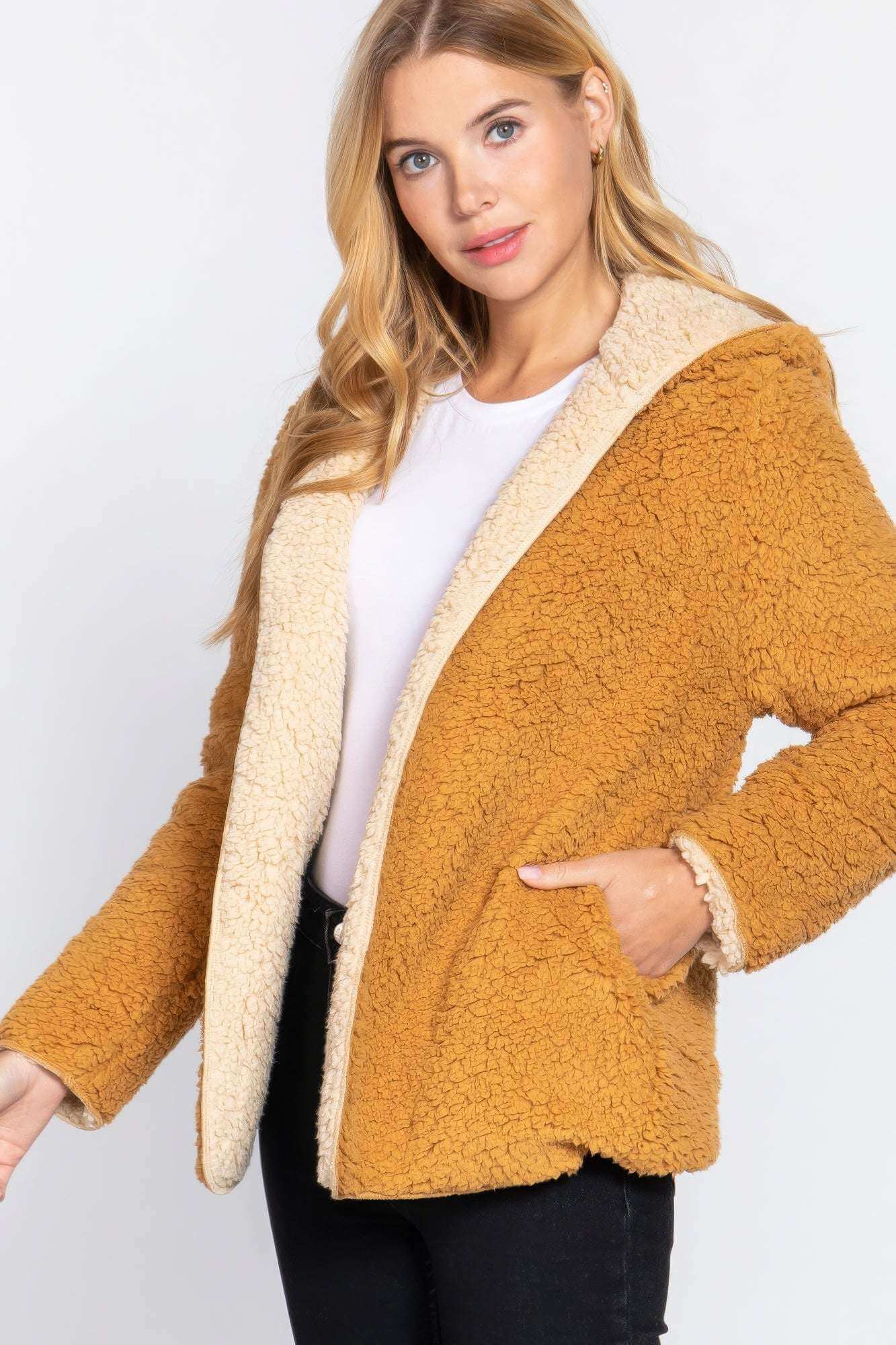 Hoodie Faux Fur Reversible Jacket - The Diva Goddess