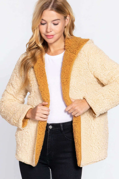 Hoodie Faux Fur Reversible Jacket - The Diva Goddess