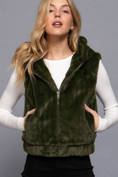 Hoodie Faux Fur Vest - The Diva Goddess