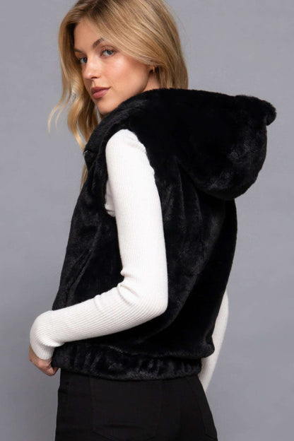 Hoodie Faux Fur Vest - The Diva Goddess