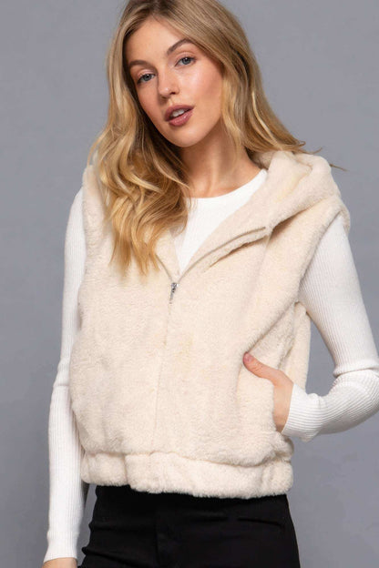 Hoodie Faux Fur Vest - The Diva Goddess