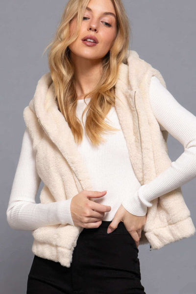 Hoodie Faux Fur Vest - The Diva Goddess