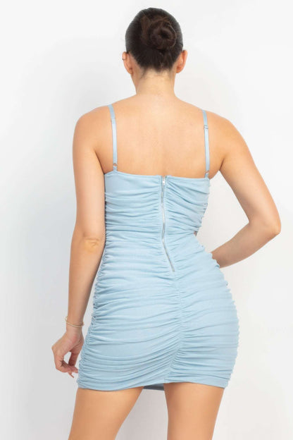 Hook & Eye Ruched Cami Mini Dress - The Diva Goddess