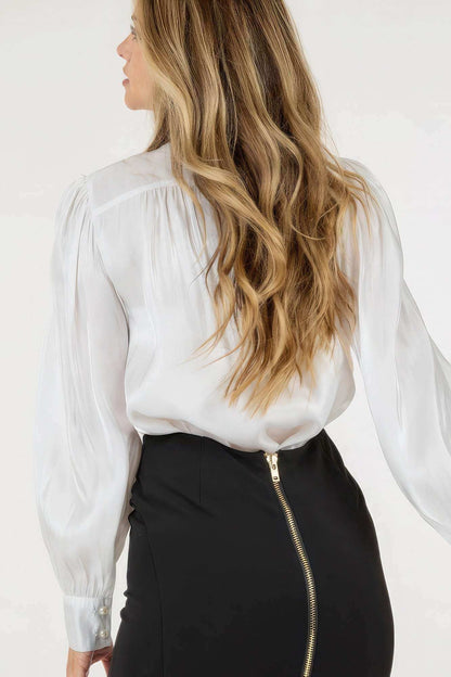 Insert Lace Trim Long Sleeve Blouse - The Diva Goddess