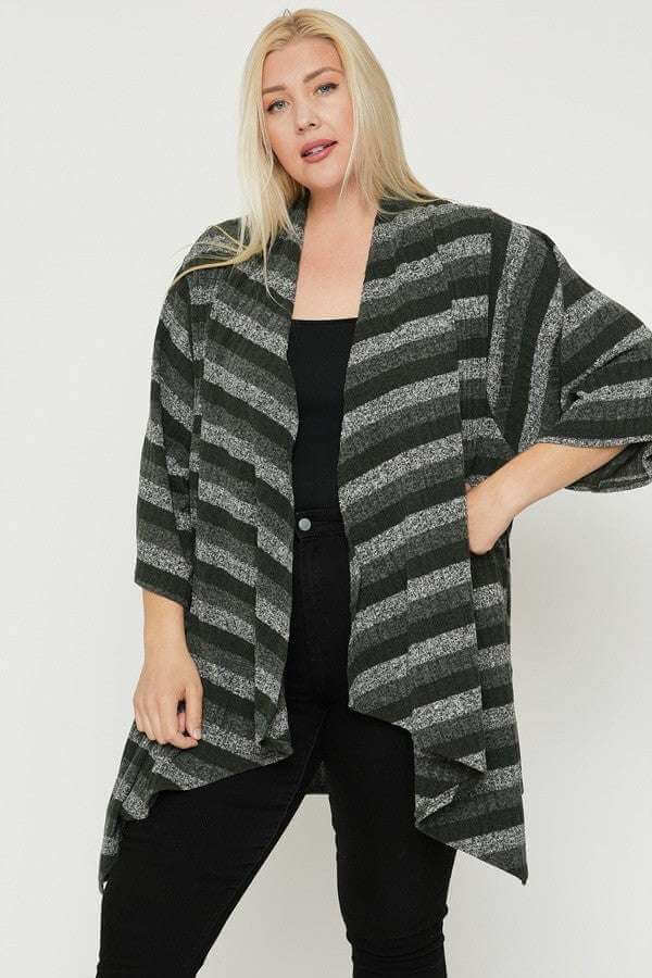 Kimono Style Striped Cardigan - The Diva Goddess