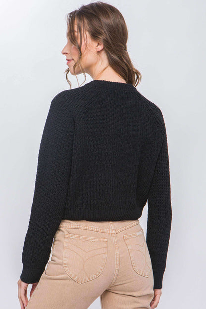 Knit Pullover Sweater With Cold Shoulder Detail - The Diva Goddess