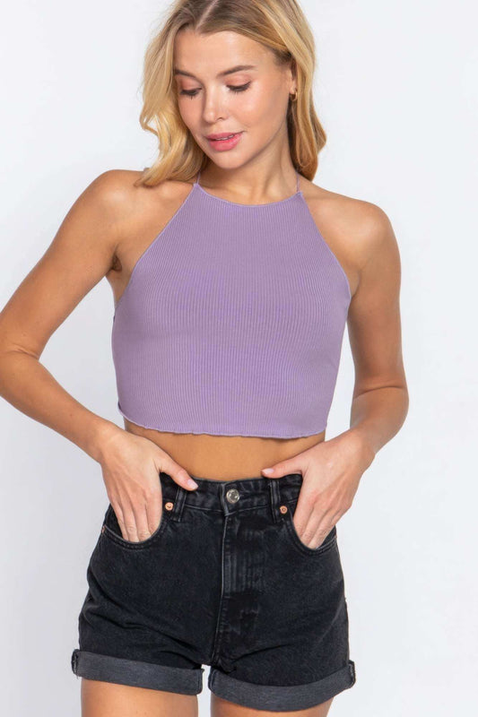 Lace Up Open Cross Back Crop Cami - The Diva Goddess