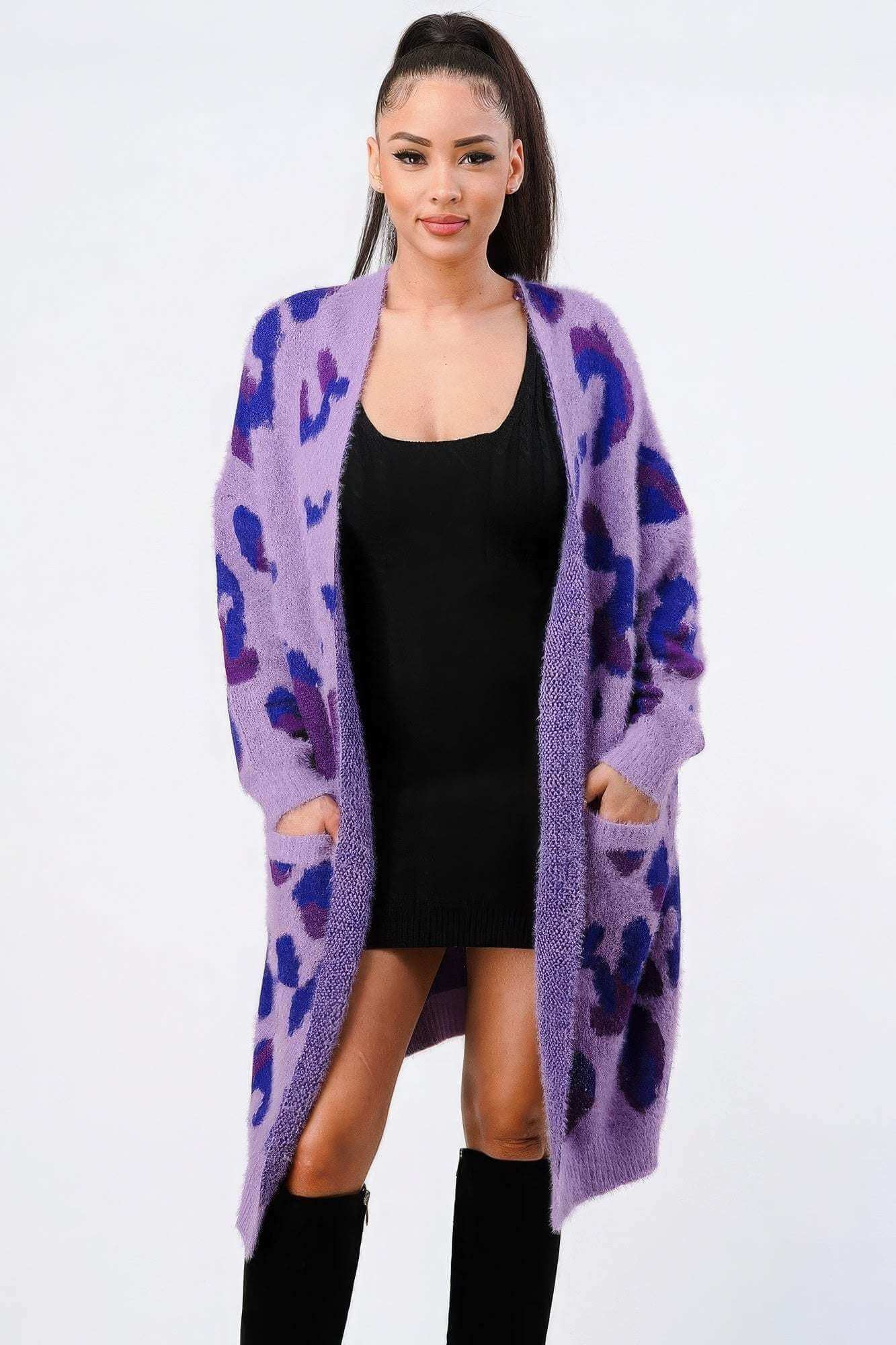 Leopard Angora Sweater Oversized Cardigan - The Diva Goddess