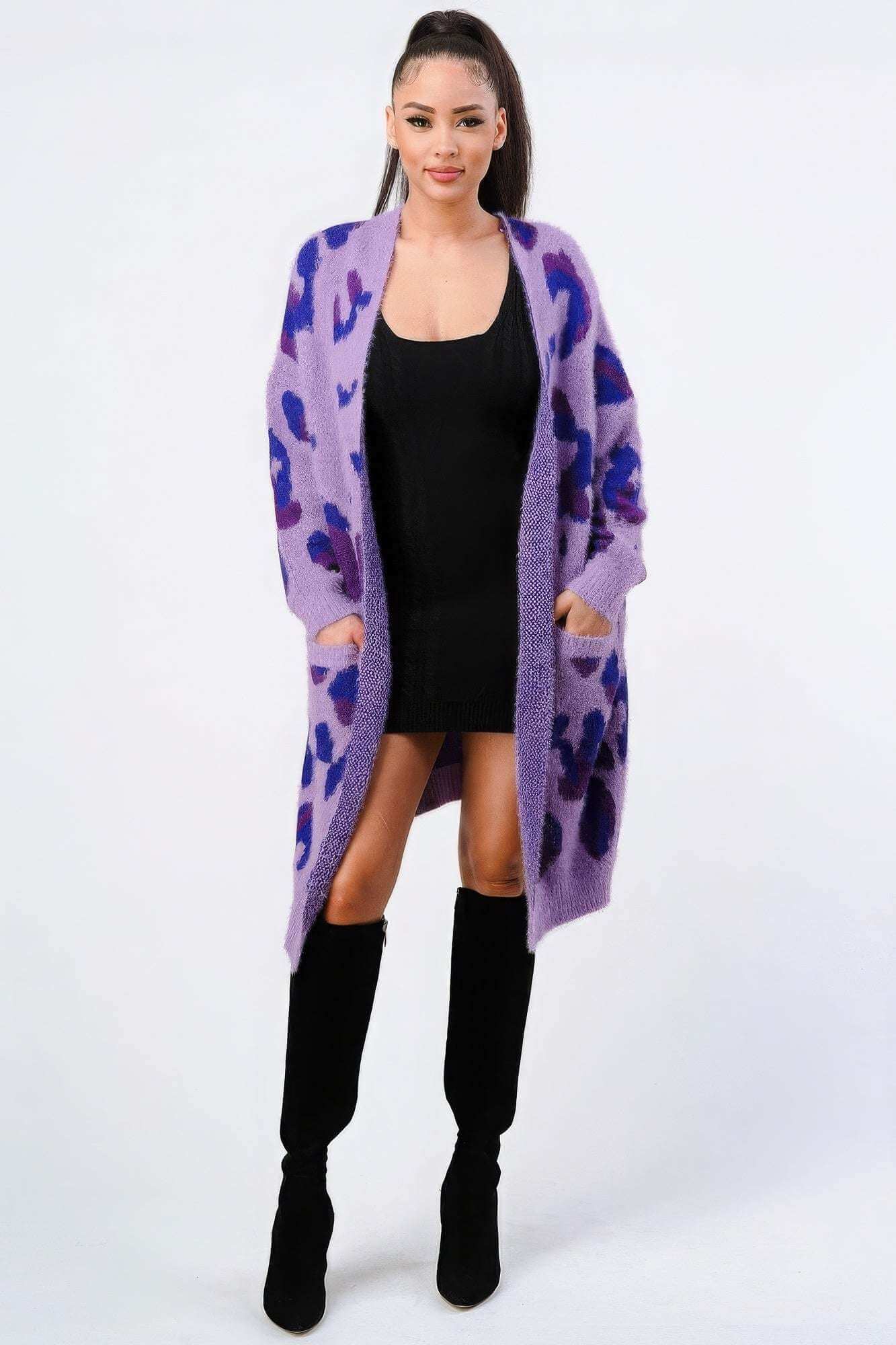 Leopard Angora Sweater Oversized Cardigan - The Diva Goddess