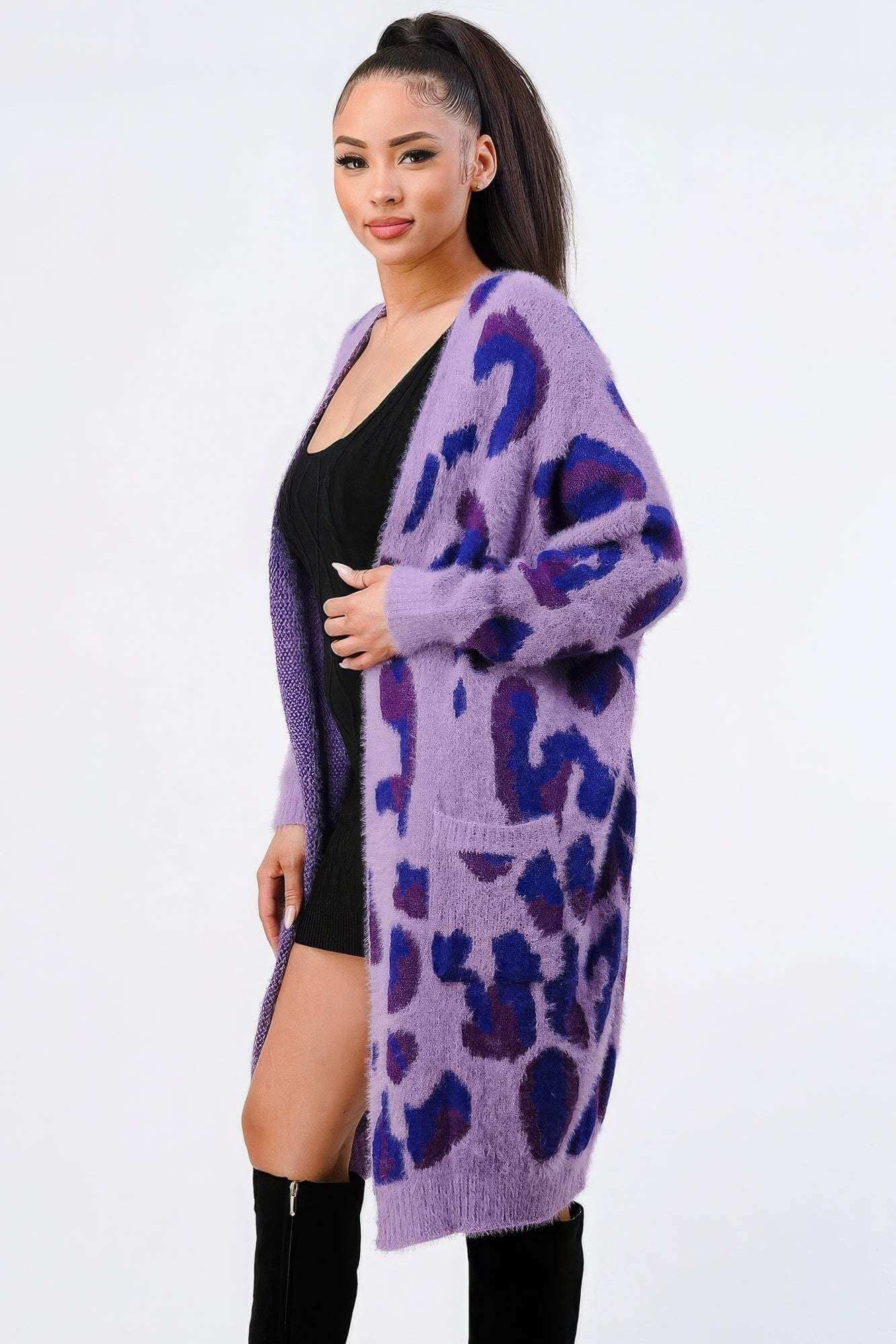 Leopard Angora Sweater Oversized Cardigan - The Diva Goddess