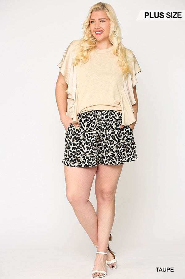 Leopard Printed Side Pocket Shorts With Waist Detail - The Diva Goddess