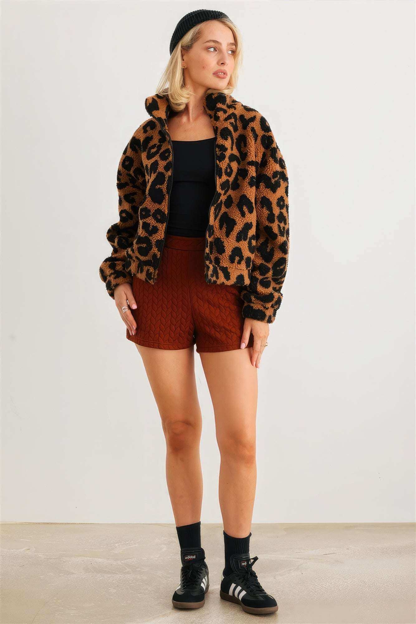 Leopard Teddy Zip-up Two Pocket Jacket - The Diva Goddess