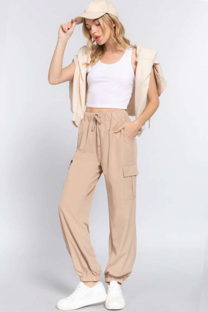 Light Weight Stretch Woven Cargo Jogger Pants - The Diva Goddess