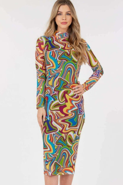 Long Sleeve Bodycon With Letter Print - The Diva Goddess